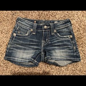 Miss Me Jean Shorts Cross Pocket Bling